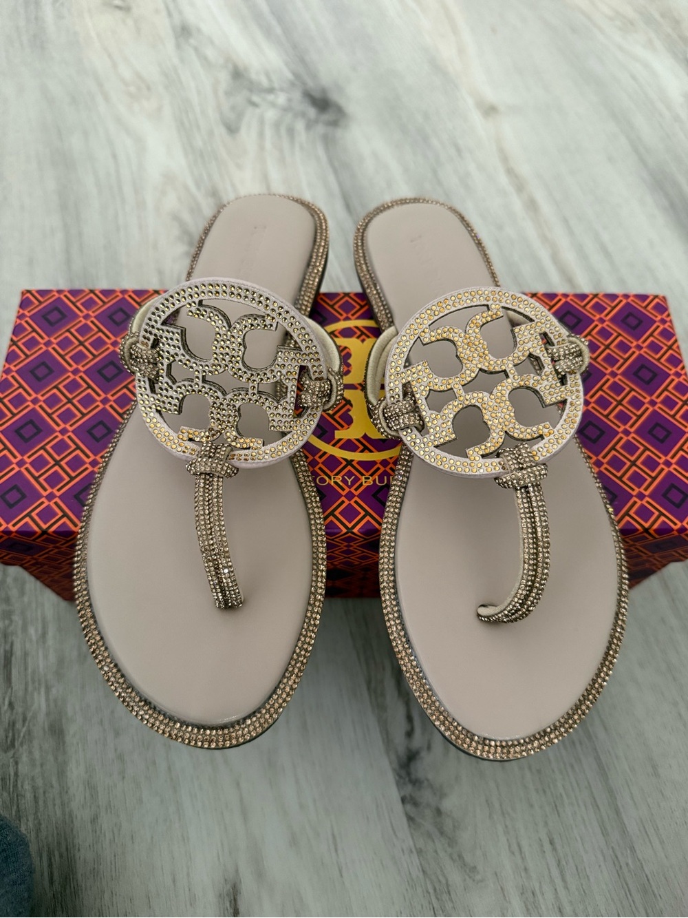 Gold Jeweled T-Strap Sandals - Women - Picture 2 of 3